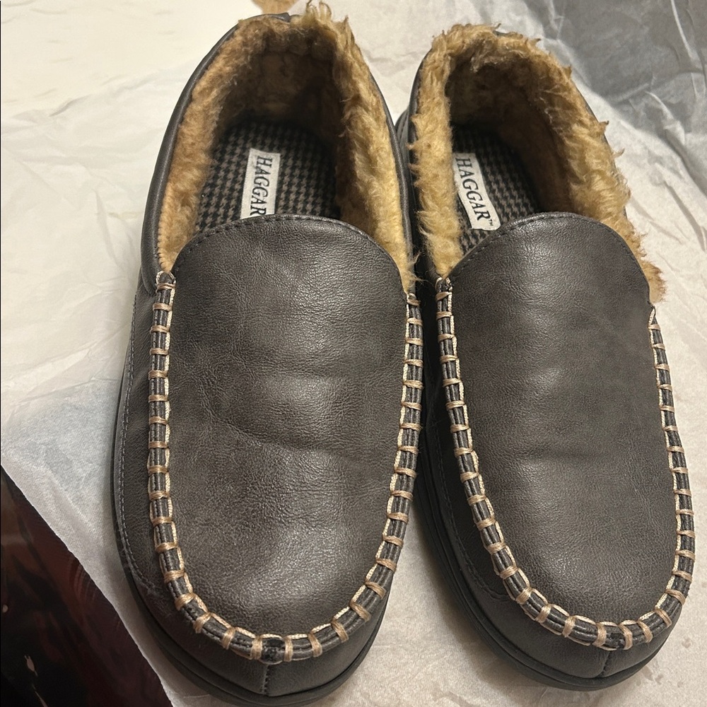 Haggar Brown Loafers with Faux Fur Lining